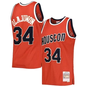 Magnificent Hakeem Olajuwon Houston Rockets 1993/94 Hardwood Classics Off Court Swingman Jersey   Red perfect for showing team spirit
