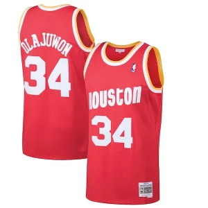 Exquisite Hakeem Olajuwon Houston Rockets 1993/94 Hardwood Classics Swingman Jersey   Red to stand out at the arena