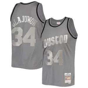 Fantastic Hakeem Olajuwon Houston Rockets Hardwood Classics Retired Player 1993/94 Metal Works Swingman Jersey   Charcoal to stand out at the arena