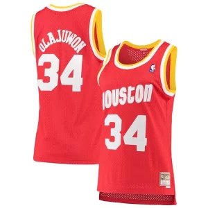 Superb Hakeem Olajuwon Houston Rockets Women's 1993/94 Hardwood Classics Swingman Jersey   Red/Navy a must - have for collectors