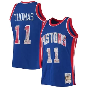 Exquisite Isiah Thomas Detroit Pistons 1988/89 Hardwood Classics NBA 75th Anniversary Diamond Swingman Jersey   Blue to elevate your game - day look