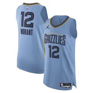 Stunning Ja Morant Memphis Grizzlies Jordan Brand Authentic Player Jersey   Statement Edition   Light Blue to elevate your game - day look
