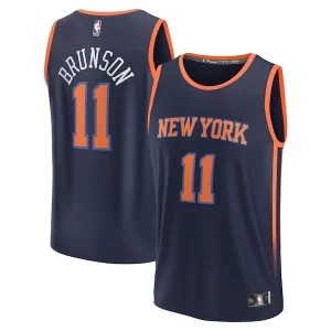 Premium Jalen Brunson New York Knicks Fast Break Replica Player Jersey   Statement Edition   Navy to stand out at the arena