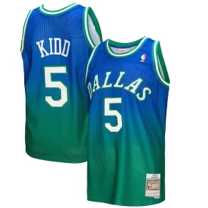 Superb Jason Kidd Dallas Mavericks 1994/95 Hardwood Classics Fadeaway Swingman Player Jersey   Green/Navy to stand out at the arena