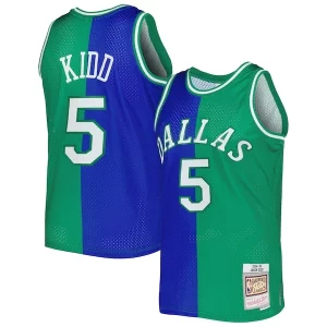 Fantastic Jason Kidd Dallas Mavericks Hardwood Classics 1994/95 Split Swingman Jersey   Blue/Green for ultimate sports enthusiasts