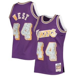 Charming Jerry West Los Angeles Lakers 1971/72 Hardwood Classics NBA 75th Anniversary Diamond Swingman Jersey   Purple to elevate your game - day look