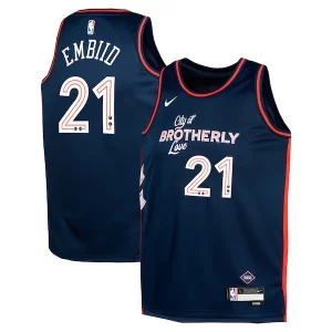 Superb Joel Embiid Philadelphia 76ers Nike Youth Swingman Replica Jersey   City Edition   Navy for ultimate sports enthusiasts