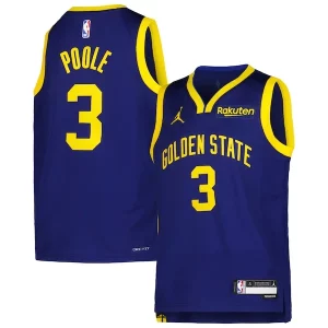 Stunning Jordan Poole Golden State Warriors Youth 2022/23 Swingman Jersey   Navy   Statement Edition perfect for showing team spirit