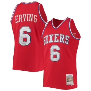 Magnificent Julius Erving Philadelphia 76ers 1982/83 Hardwood Classics NBA 75th Anniversary Diamond Swingman Jersey   Red for passionate basketball fans