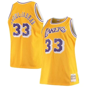 Gorgeous Kareem Abdul Jabbar Los Angeles Lakers 1984/85 Big & Tall Hardwood Classics Swingman Jersey   Gold to elevate your game - day look