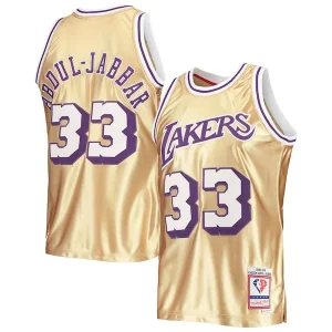 Premium Kareem Abdul Jabbar Los Angeles Lakers 75th Anniversary 1983/84 Hardwood Classics Swingman Jersey   Gold for ultimate sports enthusiasts