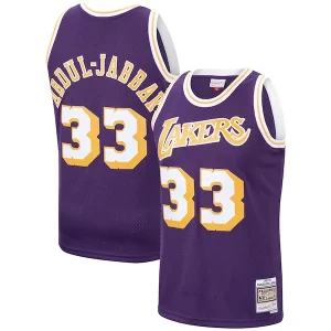 Gorgeous Kareem Abdul Jabbar Los Angeles Lakers Hardwood Classics Swingman Jersey   Purple/Gold for passionate basketball fans