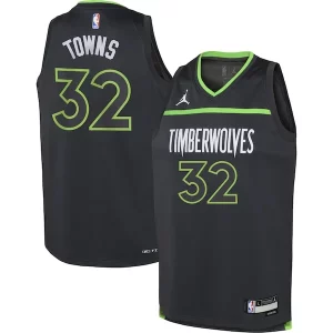 Stunning Karl Anthony Towns Minnesota Timberwolves Jordan Brand Youth Swingman Jersey   Statement Edition   Black to stand out at the arena