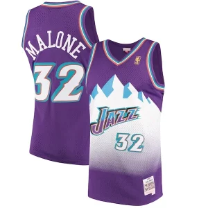 Exquisite Karl Malone Utah Jazz 1996/97 Hardwood Classics Swingman Jersey   Purple for passionate basketball fans