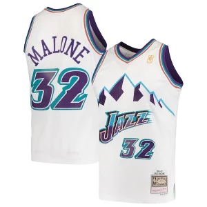 Gorgeous Karl Malone Utah Jazz 1996/97 Hardwood Classics Swingman Jersey   White a must - have for collectors