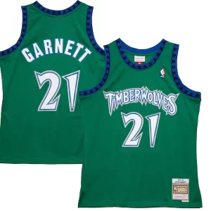 Stunning Kevin Garnett Minnesota Timberwolves 1997/98 Hardwood Classics Reload 2.0 Swingman Jersey   Green a must - have for collectors