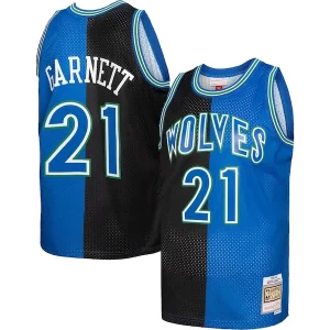 Magnificent Kevin Garnett Minnesota Timberwolves Hardwood Classics 1995/96 Split Swingman Jersey   Black/Blue to stand out at the arena