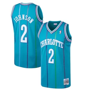 Magnificent Larry Johnson Charlotte Hornets 1992/93 Hardwood Classics Swingman Jersey   Teal to stand out at the arena