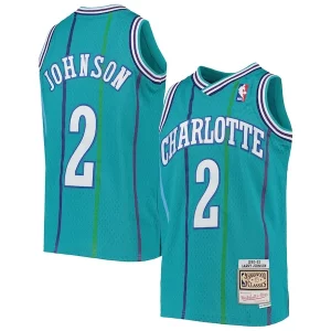 Exquisite Larry Johnson Charlotte Hornets Youth 1992/93 Hardwood Classics Swingman Jersey   Teal to elevate your game - day look