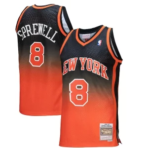 Charming Latrell Sprewell New York Knicks 1998/99 Hardwood Classics Fadeaway Swingman Player Jersey   Orange/Black to elevate your game - day look
