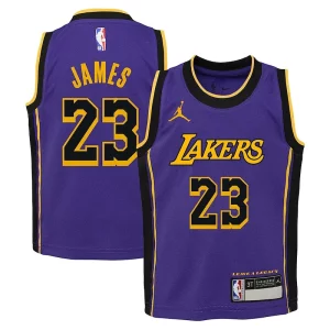 Fantastic LeBron James Los Angeles Lakers Jordan Brand Preschool 2022/23 Dri FIT Replica Jersey   Statement Edition   Purple to stand out at the arena