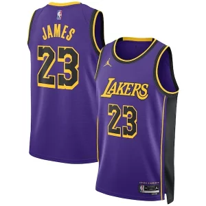 Stunning LeBron James Los Angeles Lakers Jordan Brand Unisex Swingman Jersey   Statement Edition   Purple perfect for showing team spirit