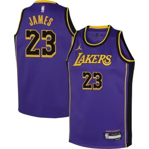 Charming LeBron James Los Angeles Lakers Jordan Brand Youth Performance Swingman Jersey   Statement   Purple to elevate your game - day look