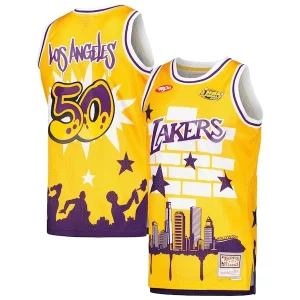 Premium Los Angeles Lakers x Tats Cru Hardwood Classics Fashion Jersey   Gold for passionate basketball fans
