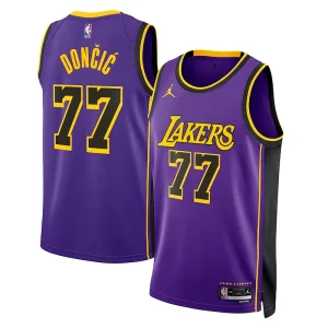 Fantastic Luka Dončić Los Angeles Lakers Jordan Brand Statement Edition Swingman Jersey   Purple a must - have for collectors