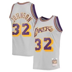 Exquisite Magic Johnson Los Angeles Lakers 1984 85 Hardwood Classics Reload 2.0 Throwback Swingman Jersey   Gray to elevate your game - day look