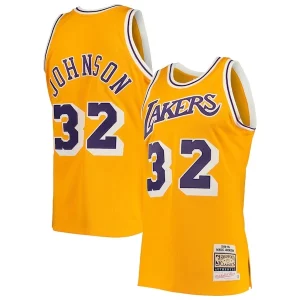 Premium Magic Johnson Los Angeles Lakers 1984/85 Hardwood Classics Authentic Jersey   Gold/Purple to elevate your game - day look
