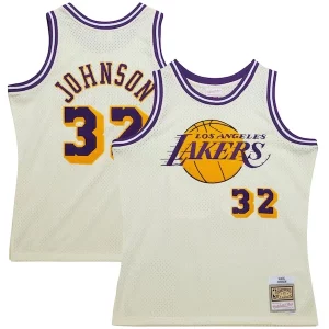 Gorgeous Magic Johnson Los Angeles Lakers Chainstitch Swingman Jersey   Cream to elevate your game - day look