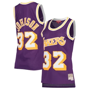 Fantastic Magic Johnson Los Angeles Lakers Women's Hardwood Classics 1984/85 Swingman Jersey   Purple for ultimate sports enthusiasts