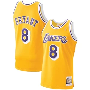 Fantastic Men's Los Angeles Lakers Kobe Bryant Gold 1996 97 Hardwood Classics Authentic Player Jersey for passionate basketball fans