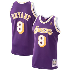 Stunning Men's Los Angeles Lakers Kobe Bryant Purple 1996/97 Hardwood Classics Authentic Jersey/Gold/Royal perfect for showing team spirit