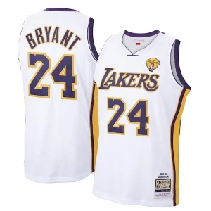 Superb Men's Los Angeles Lakers Kobe Bryant White 2009 10 Hardwood Classics Authentic Jersey perfect for showing team spirit