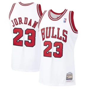 Stunning Michael Jordan Chicago Bulls 1997/98 Hardwood Classics Authentic Jersey   White/Black/Scarlet perfect for showing team spirit