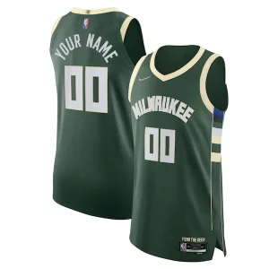 Fantastic Milwaukee Bucks Nike 2021/22 Diamond Authentic Custom Jersey   Icon Edition   Hunter Green for ultimate sports enthusiasts