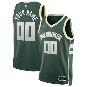 Magnificent Milwaukee Bucks Nike 2021/22 Diamond Swingman Custom Jersey   Icon Edition   Hunter Green perfect for showing team spirit