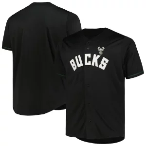 Magnificent Milwaukee Bucks Profile Big & Tall Pop Jersey   Black to elevate your game - day look