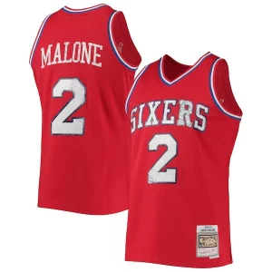 Stunning Moses Malone Philadelphia 76ers 1982/83 Hardwood Classics NBA 75th Anniversary Diamond Swingman Jersey   Red perfect for showing team spirit