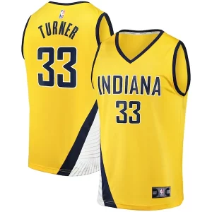 Stunning Myles Turner Indiana Pacers Fast Break Replica Jersey   Statement Edition   Gold for passionate basketball fans