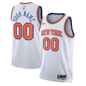 Gorgeous New York Knicks Nike Unisex Swingman Custom Jersey White   Association Edition/Blue to elevate your game - day look
