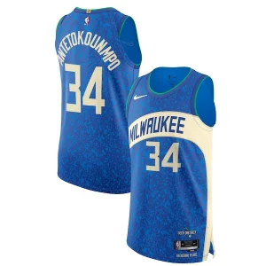 Exquisite Nike Giannis Antetokounmpo Milwaukee Bucks Authentic Jersey   City Edition   Blue a must - have for collectors