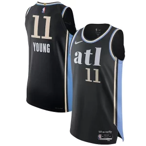 Exquisite Nike Trae Young Atlanta Hawks Authentic Jersey   City Edition   Black perfect for showing team spirit