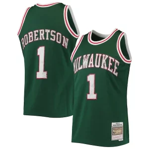 Fantastic Oscar Robertson Milwaukee Bucks 1996/97 Hardwood Classics NBA 75th Anniversary Diamond Swingman Jersey   Green perfect for showing team spirit