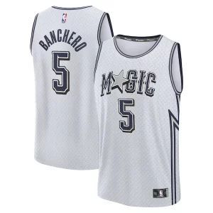 Stunning Paolo Banchero Orlando Magic Youth 2024/25 Fast Break Player Jersey   City Edition   Silver a must - have for collectors