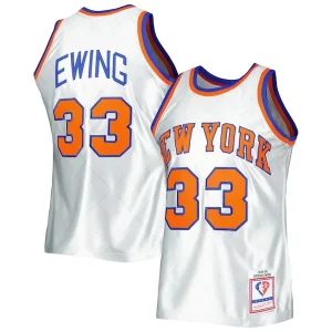 Magnificent Patrick Ewing New York Knicks 1985/86 Hardwood Classics 75th Anniversary Swingman Jersey   Platinum for ultimate sports enthusiasts