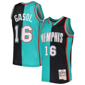 Exquisite Pau Gasol Memphis Grizzlies Hardwood Classics 2001/02 Split Swingman Jersey   Black/Turquoise to stand out at the arena