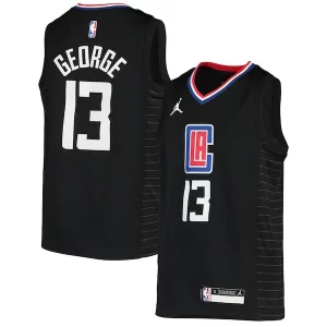 Gorgeous Paul George LA Clippers Jordan Brand Youth 2020/21 Swingman Player Jersey   Black   Statement Edition to stand out at the arena